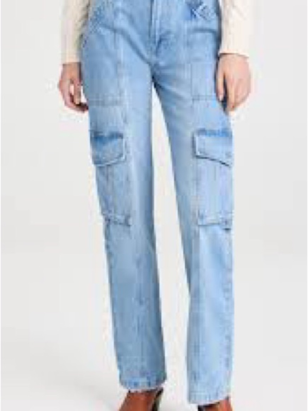 FRAME Denim Light Blue Cargo Straight-Leg Jeans751